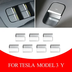 ABS Chrome Car Window Lift Button Sequins Trim Modely Window Switch Cover Accessories For Tesla Model 3 Model Y