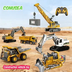 Rc Excavator Bulldozer Truck Toys for Boy 2.4G Remote Control Dumper Engineering Vehicle tractor Crawler Birthday Gift Child