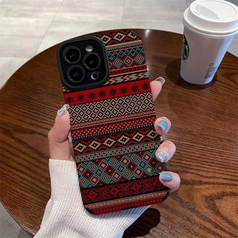 Ethnic Style Phone Case Cover for IPhone 11 12 13 14 15 16 Pro Max Shockproof Case for IPhone 16 Pro Max