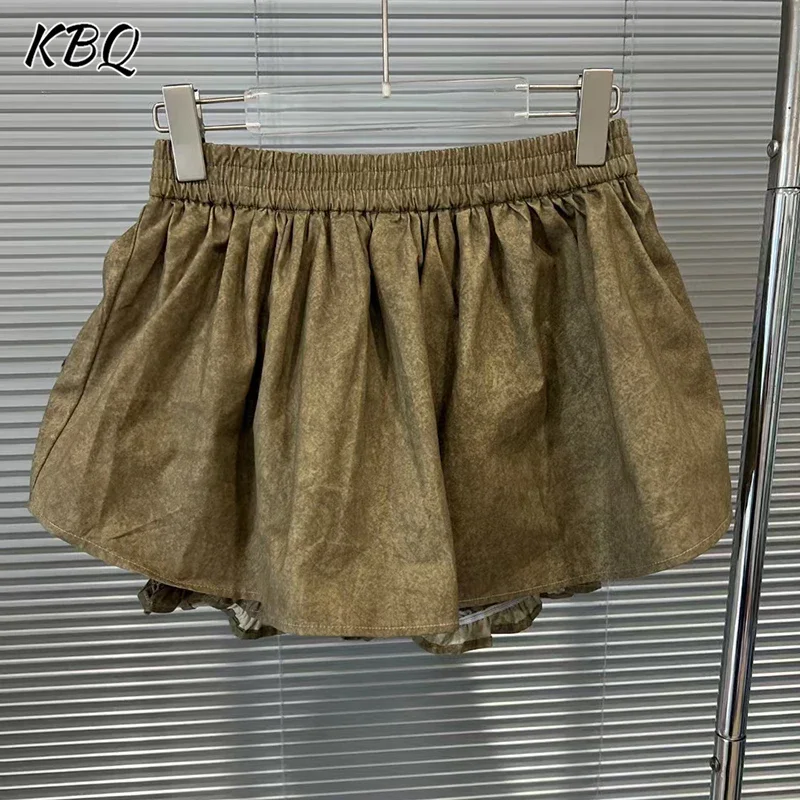 

KBQ Solid Casual Minimalist Short Trouser for Women High Waist Loose Patchwork Folds Short Pants Female Fashion Style Summer New