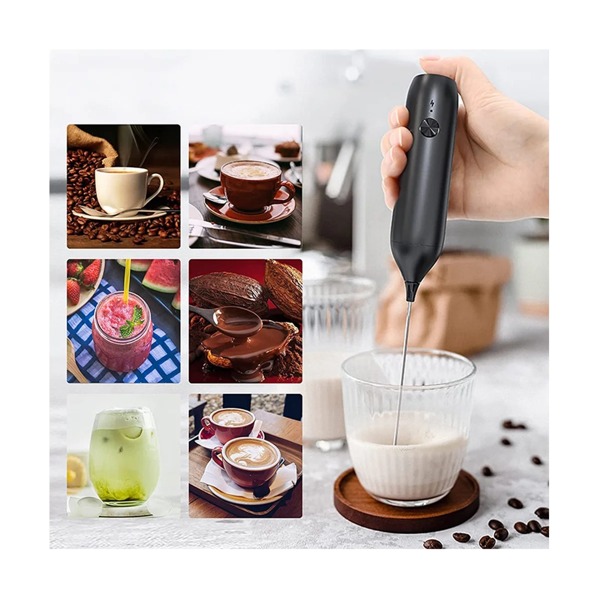 Handheld , Rechargeable Blender for Matcha Coffee, Electric Beverage Mixer Mini Foamer
