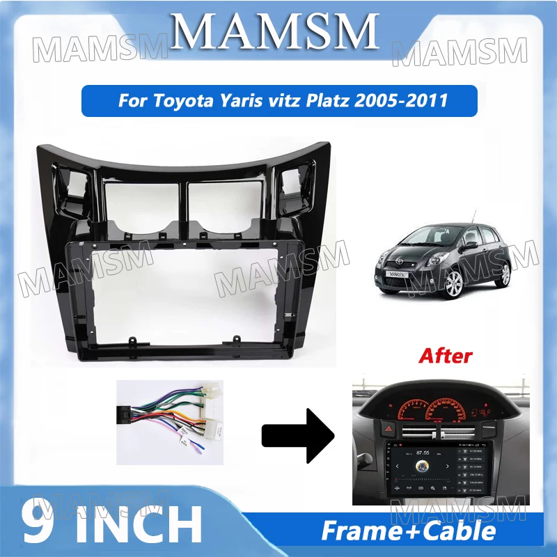 

9 Inch 2 Din Radio Frame For Toyota Yaris vitz Platz 2005-2011 Car Player DVD Audio Panel Mount Installation Fascia Frame