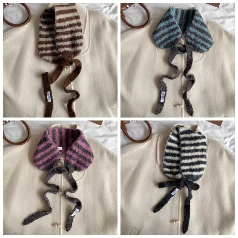 غطاء للأذنين محبوك بخطوط متباينة متعددة الاستخدامات، عصابة رأس غير رسمية مقاومة للرياح، صوف صناعي عصري