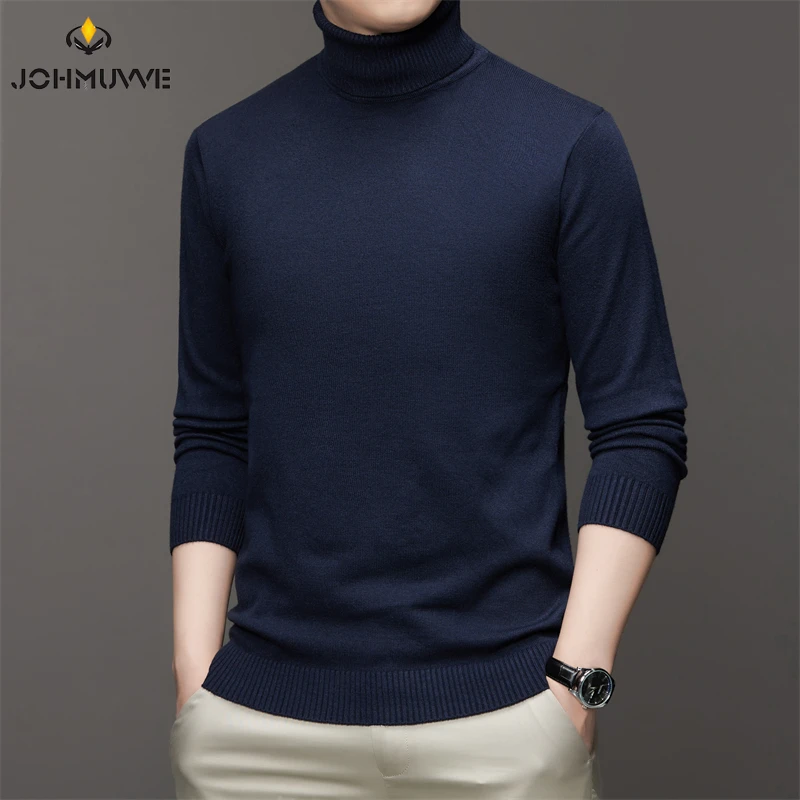 6 Colour Men\'s High Neck Long Sleeved Solid Color Sweater Soft Warm and Comfortable Top with a Base