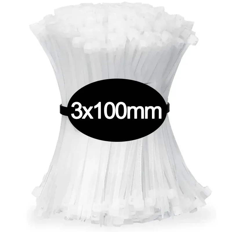 100 stuks zelfsluitende plastic nylon stropdas zwarte bevestigingsriem kabelbinderset kabelritsband bevestigingsring ritssluitingen riemband