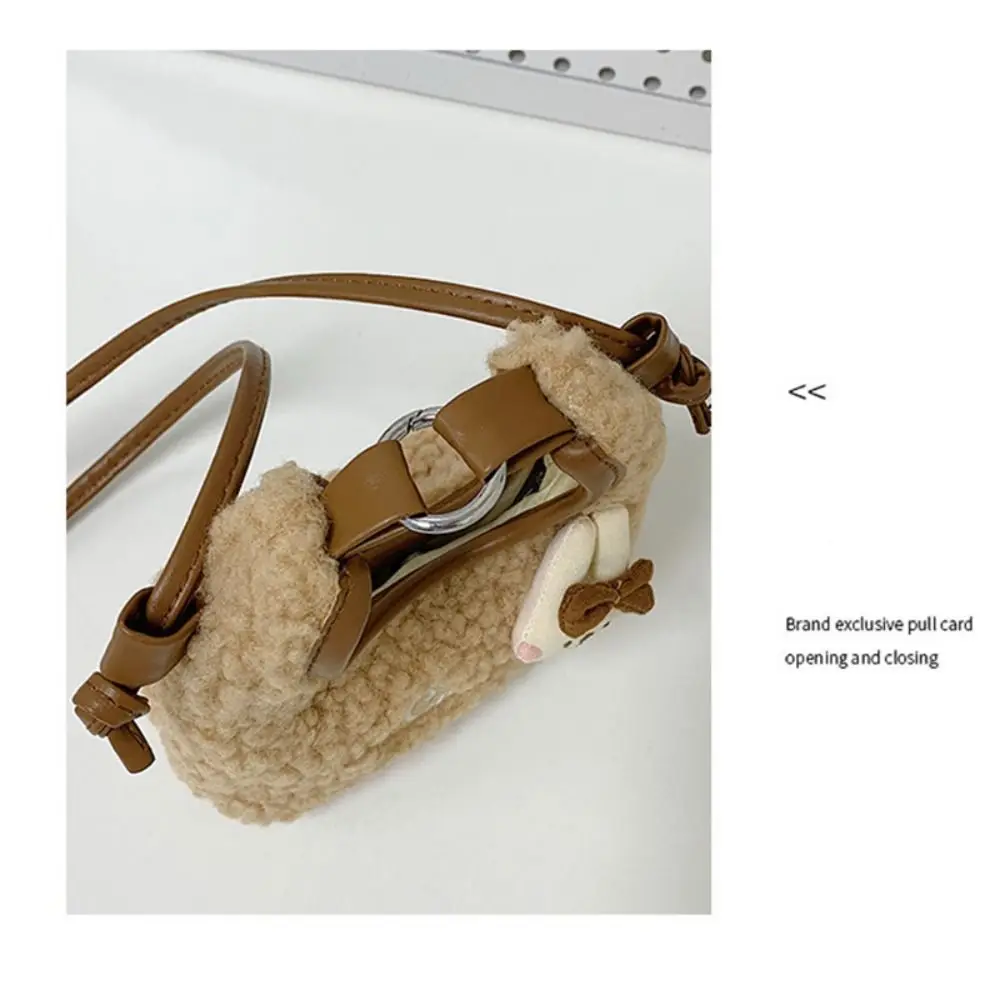 

Creative Cute Crossbody Bag Lamb Wool Rabbit Furry Handbag Shoulder Pouch Cartoon Mini Shoulder Bag Autumn Winter