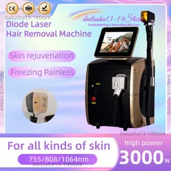 2024 Latest Portable 808nm Diode Laser Hair Removal Machine Ice Titanium 3wavelength 3000W Painless Permanent Epilator For Salon