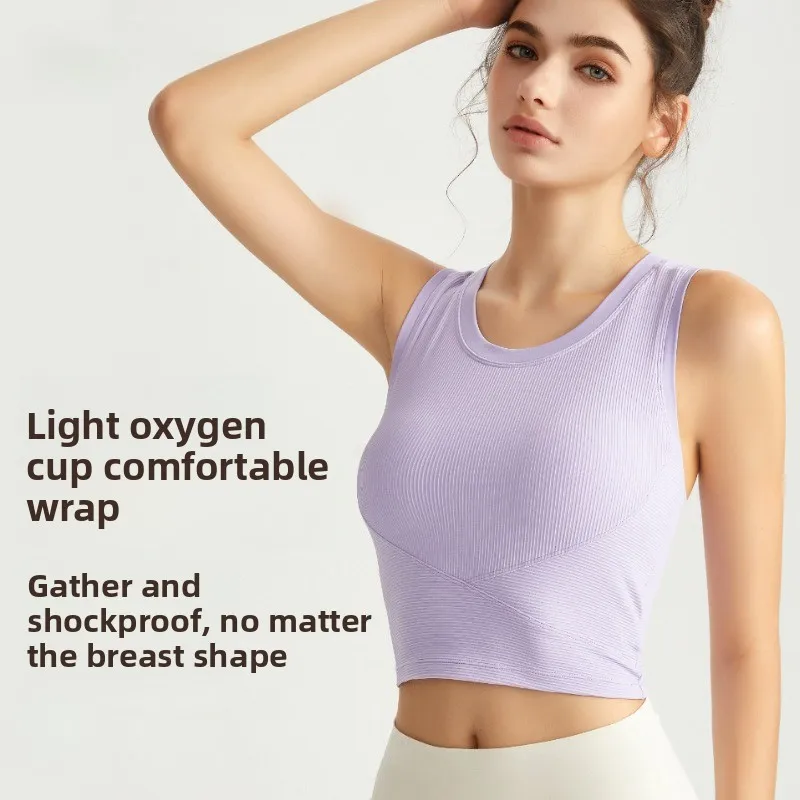 

Women's Yoga Sports Bra with Fixed Cup Quick Dry Breathable Seamless Workout Tank Top for GymRunning FitnessBrassiereSport Femme