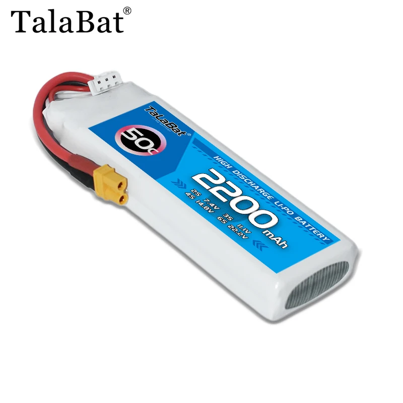 

1PCS 7.4V TalaBat Lipo Battery 2S 2200mAh 50C With XT30＆XT60 Plug For RC Helicopter Quadcopter FPV Racing Drone Parts