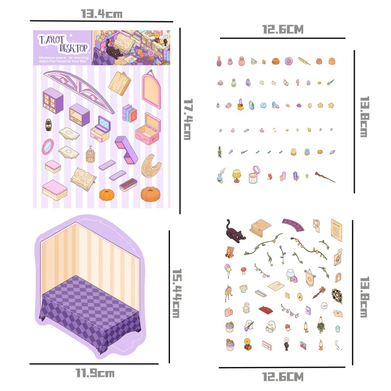 Tarot Desktop Miniaturszene 3D Cartoon handgemachte Landschaftsaufkleber