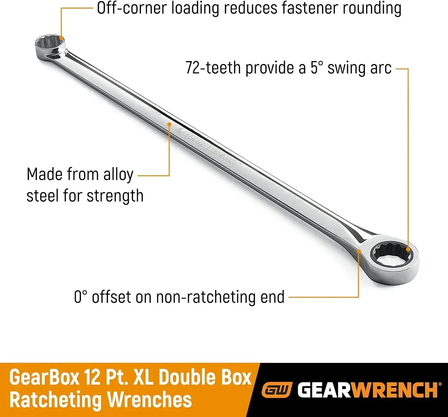 GEARWRENCH 17 Pc. GearBox 12 Pt. XL Double Box Ratcheting Wrench Set, Metric - 85989