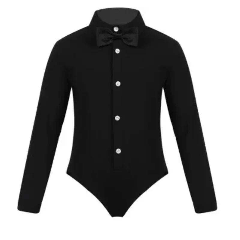 1 pcs/lot Latin Dance Shirt Bodysuit Kids Boys Modern Ballroom Stage Dance Latin dancing leotard JustSaiyan