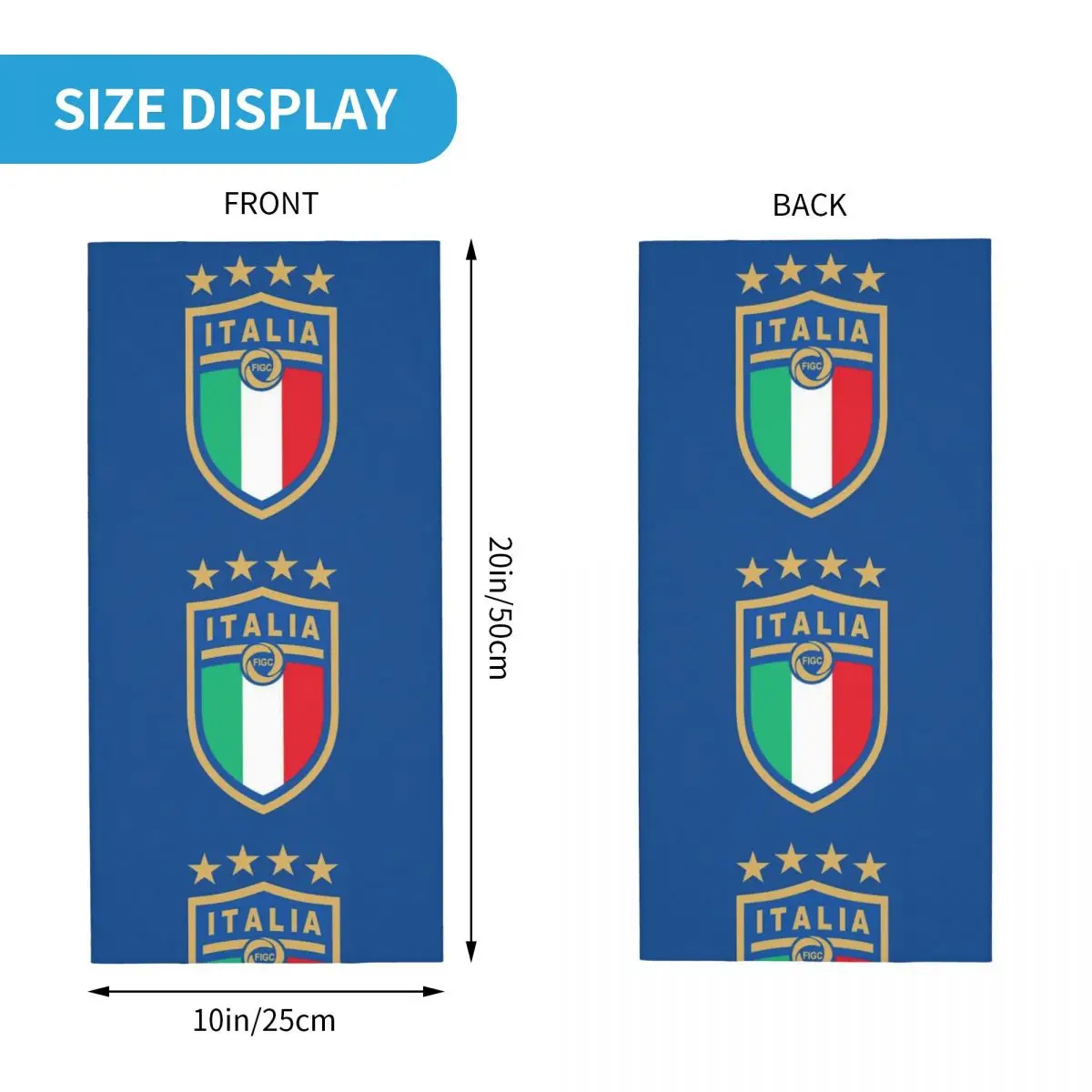 Italia Figc Bandana Neck Gaiter Printed World 4 Stars Soccer Football Wrap Scarf Headband Outdoor Sports Unisex Adult Windproof