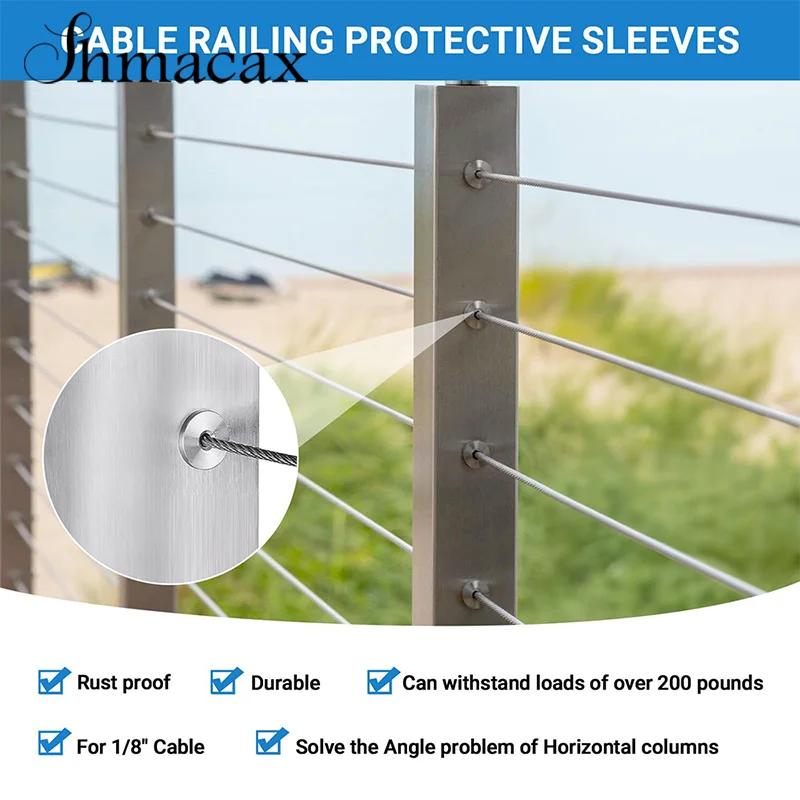 5PCS Stainless Steel Sleeve Cable Connector For Railing Stair Wire Rope Sealing Gasket Durable Fittings