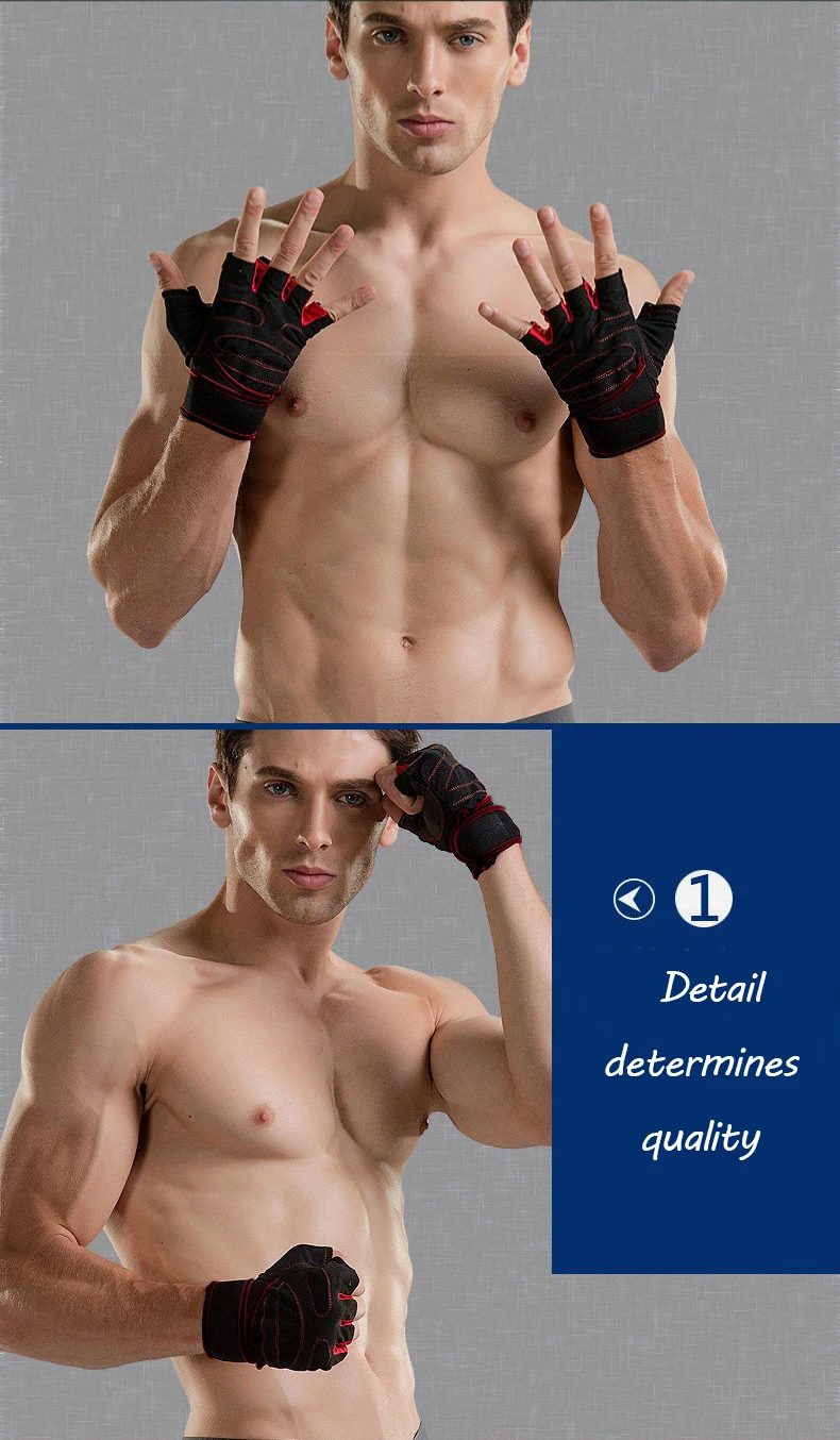 Gym Handschuhe für Männer Frauen Fitness Gewichtheben Armband Handschuhe Bodybuilding Training Sport Übung Radfahren Handschuh Stoßfest – Detail 3