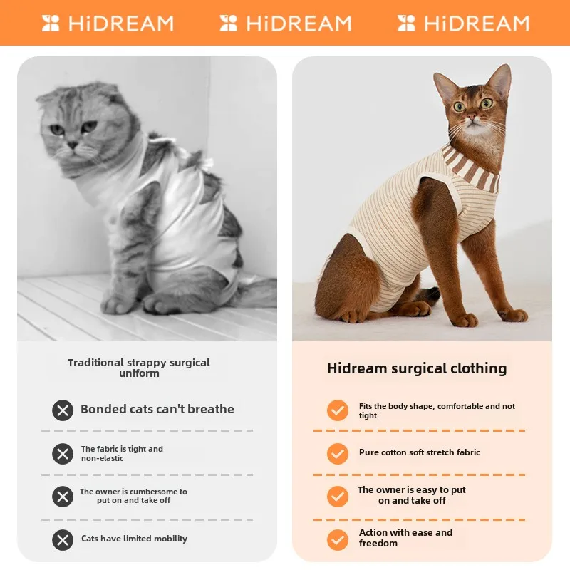 HiDREAM-kattensterilisatiepak, speelgoed voor vrouwelijke katten, postoperatief, anti-likken, herstelkleding, chirurgisch pak voor katten