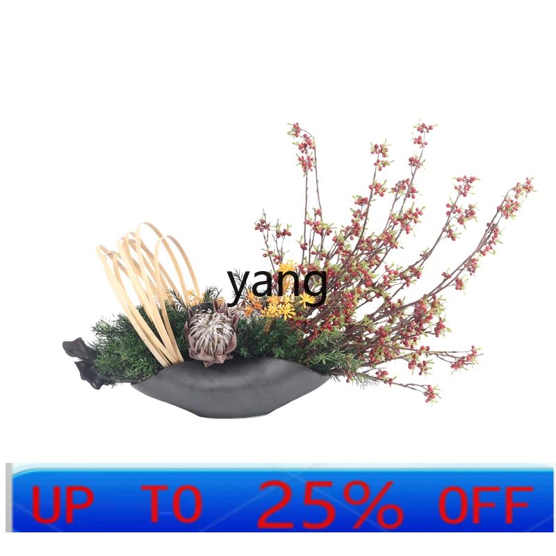 

LHNew Chinese-style house silent wind simulation plant bonsai soft dining table floral ornament
