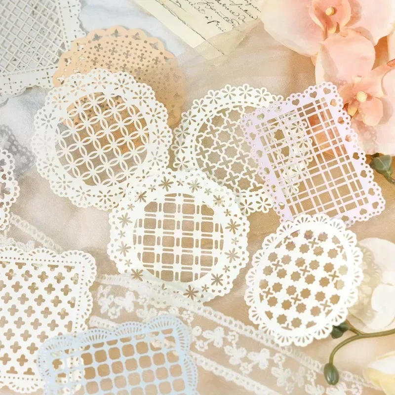 10Pcs Meet Alice Vintage Lace Hollowed Writing Handbook Decorative Collage Material bottoming Notebooks Pack Scrapbook 147*123mm