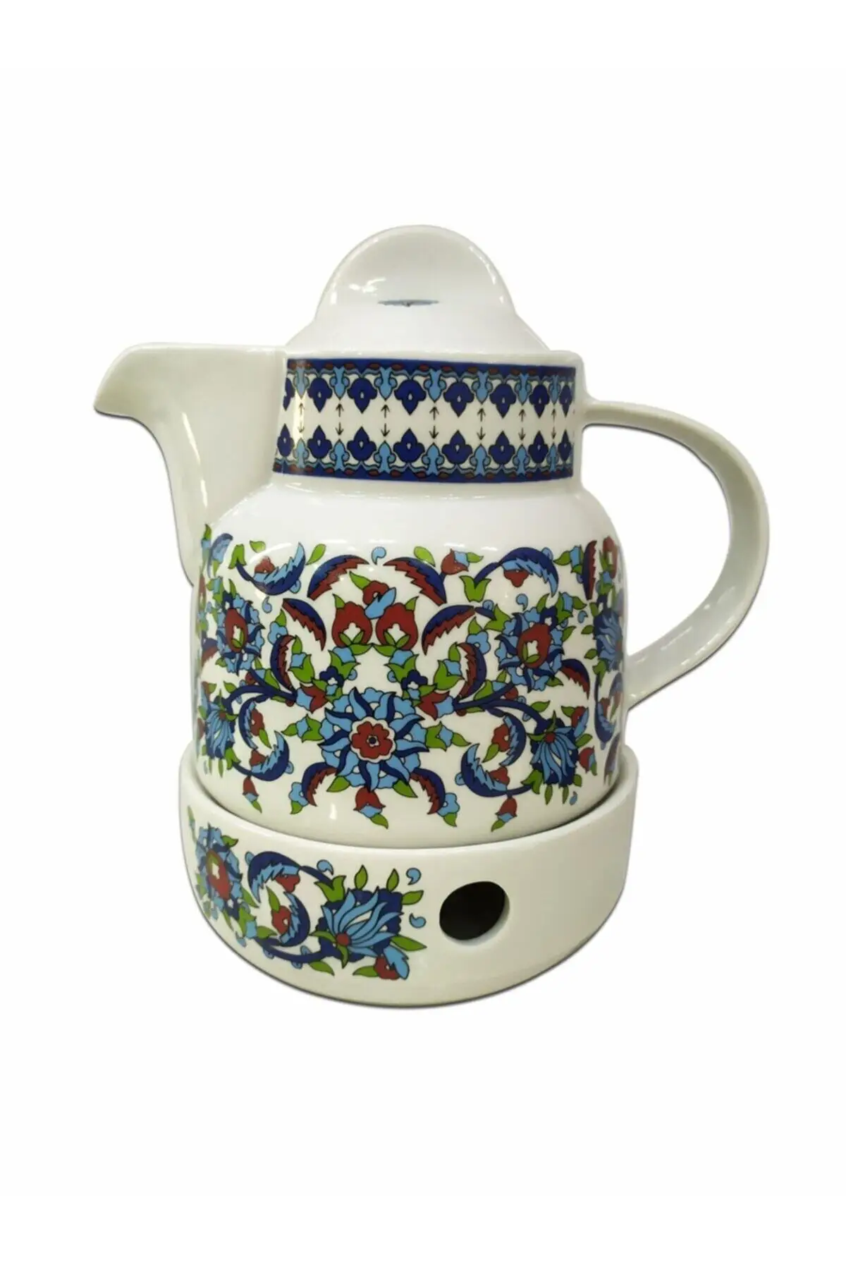 Dufy Nihaleli Porcelain Teapot Isıtıcılı Porcelain Teapot Topkapi Pattern Teapot