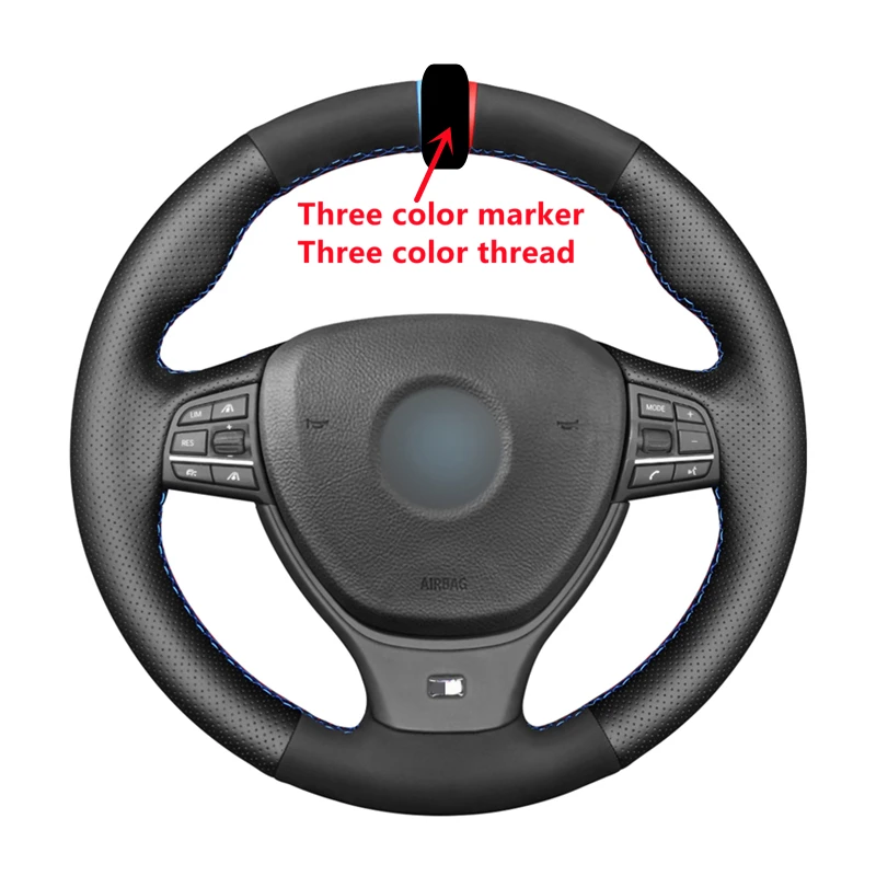 Black Suede Leather Car Steering Wheel Cover For BMW M Sport F10 F11 (Touring) F07 F12 F13 F06 F01 F02 M5 F10