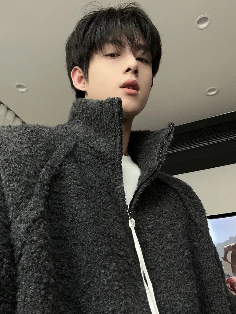 

Мужские пуловеры с меховым воротником, американского стиля, белые, чистые, свежие, простые, минималистичные, базовые, классические, однотонные, универсальные, для офиса