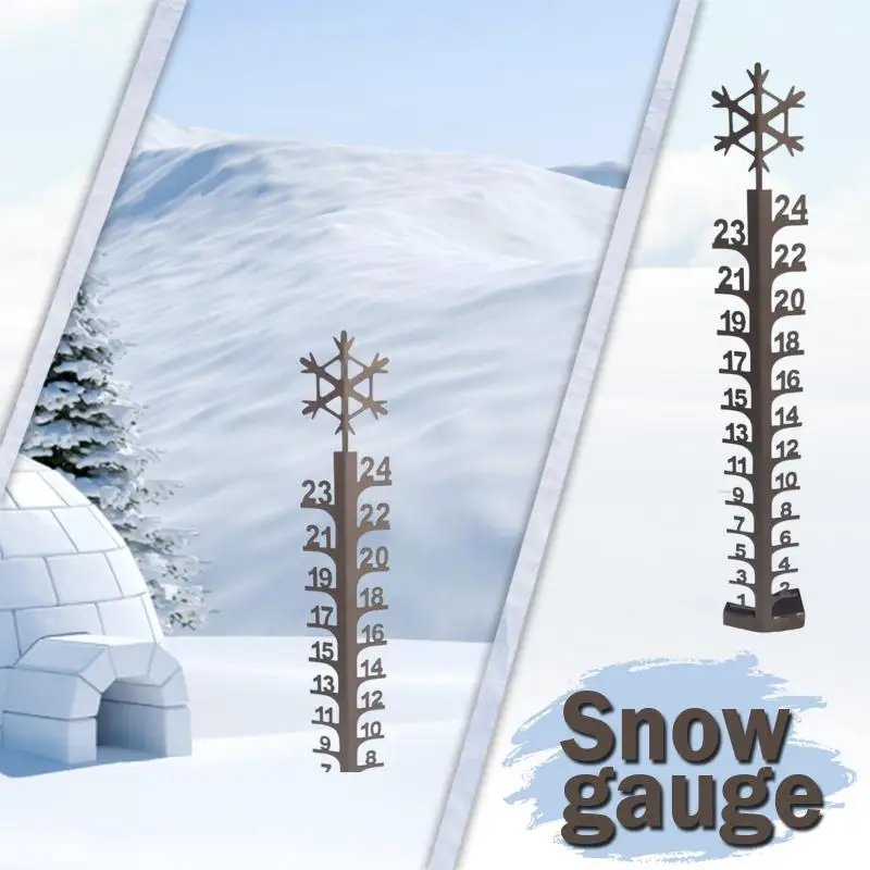 Metal Snowflake Metal Ruler Outdoor Measuring Gauge 24 Inch Snow Gauge Garden Stakes New Snow Measuring Stick 2023