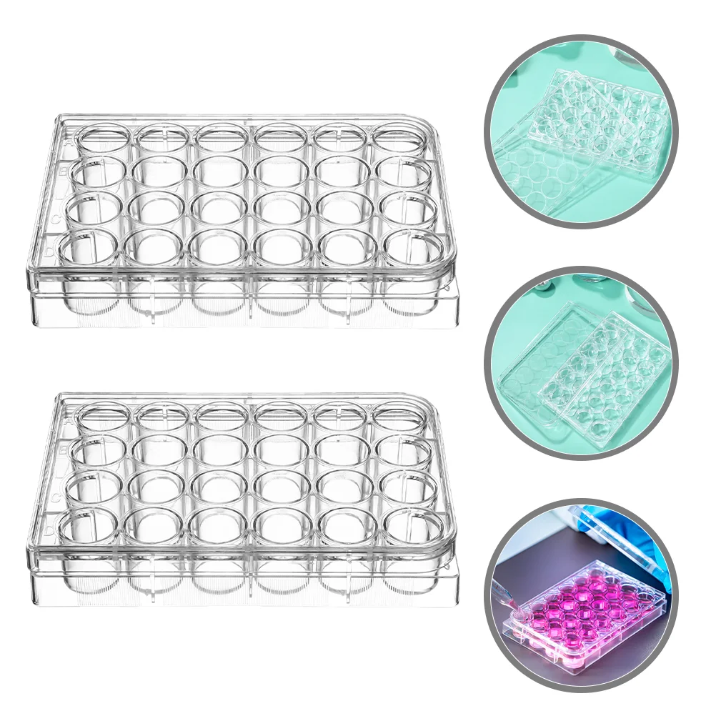 

2 Pcs Microplate Cell Culture for Laboratory Tray Petri Dish with Lid Tissue Tools Polystyrene