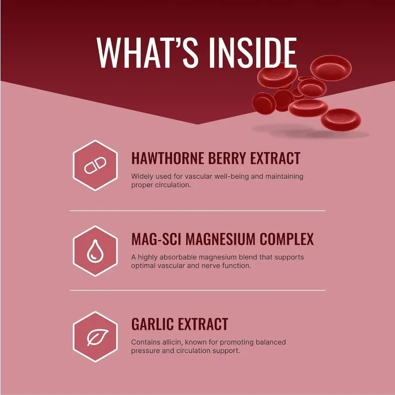 دعم تدفق الدم - توت الزعرور والمغنيسيوم والفلفل - نباتي - 60 كبسولة