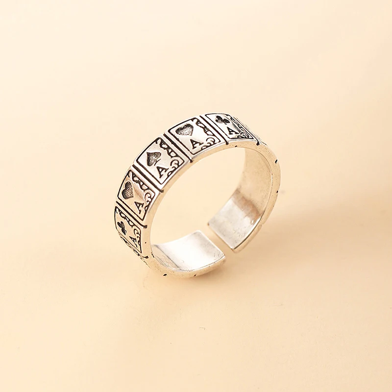 Punk Retro Playing Card Diamond-set Decoration Ring Suitable For Summer Travel Fashion Jewelry image 6