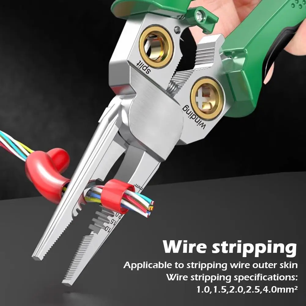 8 in 1 Multifunctional Wire Stripper Scissors Cutting Pulling Crimping Wires Strippers Cable Scissors Electrical Measuring Plier