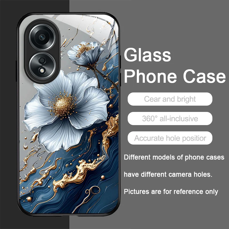 أنيقة لوتس الفني زهرة نمط الزجاج المقسى جراب هاتف ل ممن لهم Realme 13 برو زائد 12 11 10 C55 X7 GT Neo 2 3T 5G غطاء #3