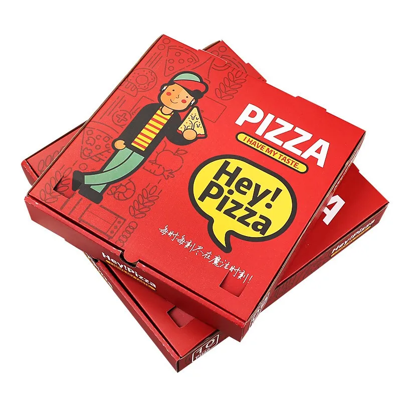 Op Maat Gemaakte Productgroothandel Op Maat Gemaakte Pizzadoos Goedkope Golfkartonnen Verpakking Pizzadozen Met Logo 8 12 14 16 Inch Voedsel