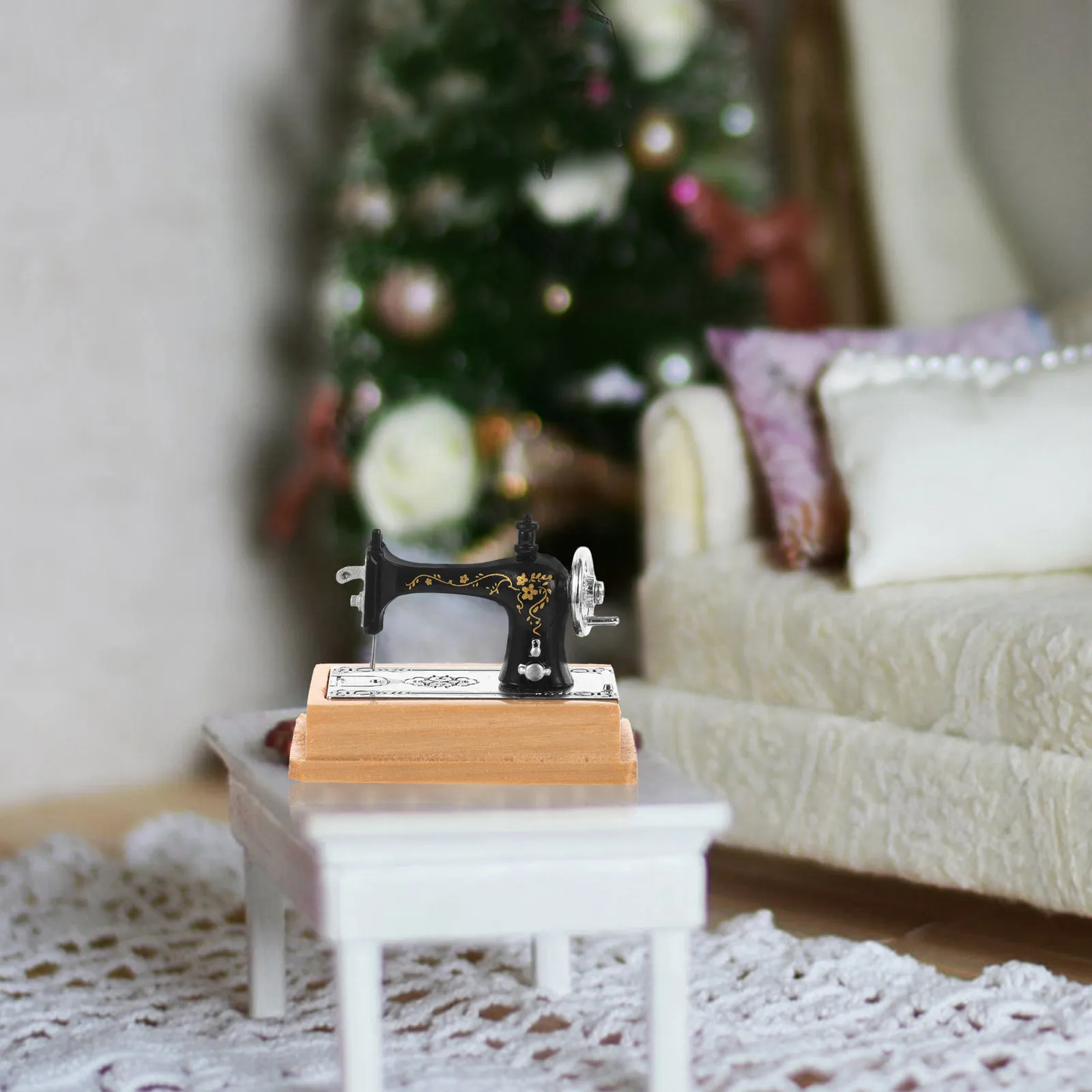 

Miniature Sewing Machine Decor for Dollhouse Miniature Furniture Realistic Detail Smooth Mini House Adornment Birthday