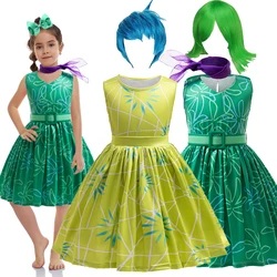Halloween Carnival Party Clothes Movie Inside Out Girls Children Cosplay Disgust Costume Joy Cosplay Party Evening Girls Dresses
