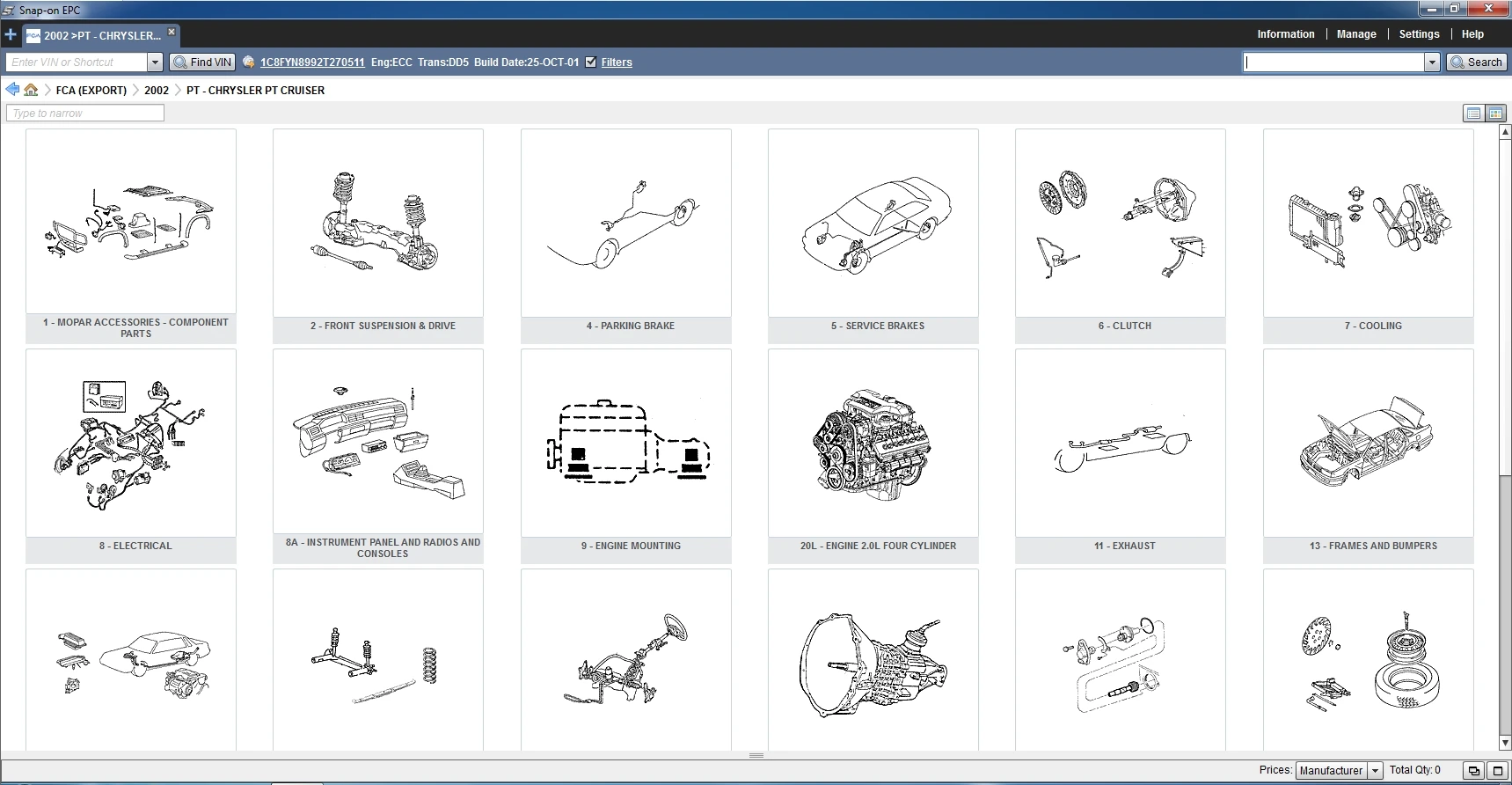 2024 SnapOn Fiat-Chrysler Alliance FCA EPC Parts catalog query system