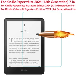 Protetor de tela para Kindle Paperwhite 2024 (12a geração) 7 polegadas para Kindle Colorsoft Signature Edition 7 ''vidro temperado