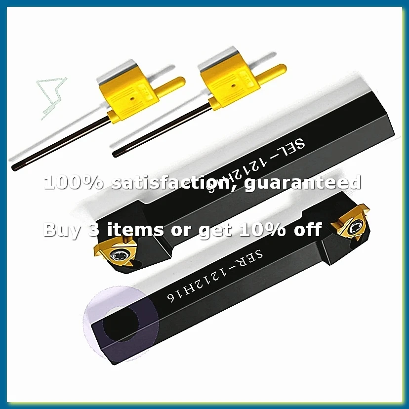 1/2inch SEL1212H16 + SER1212H16 Tool Holders CNC Thread Turning Holders + 16ER/16IR AG60 Carbide Threading Inserts-A26I
