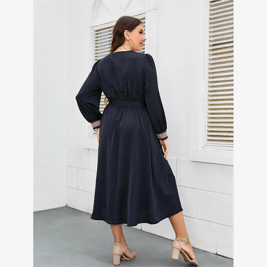 Lâche grande taille longue Dres automne décontracté femmes jupes Maxi confortable taille ample conception longue Sves imprimé fleuri