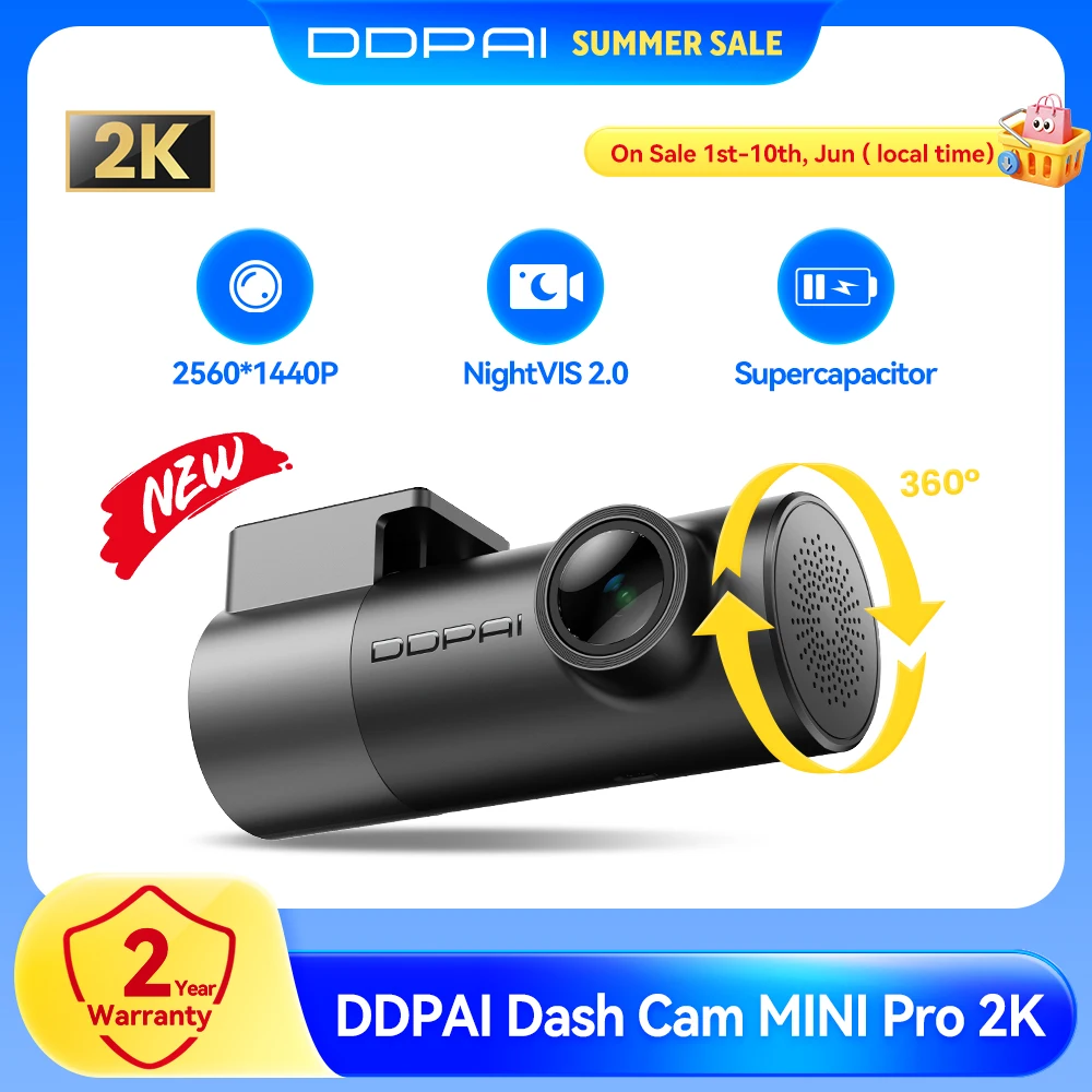DDPAI MINI Pro 2K Dash Cam WiFi Car DVR Night Vision Smart Voice Control Support 24H Parking Monitor Car Dash Camera Recorder