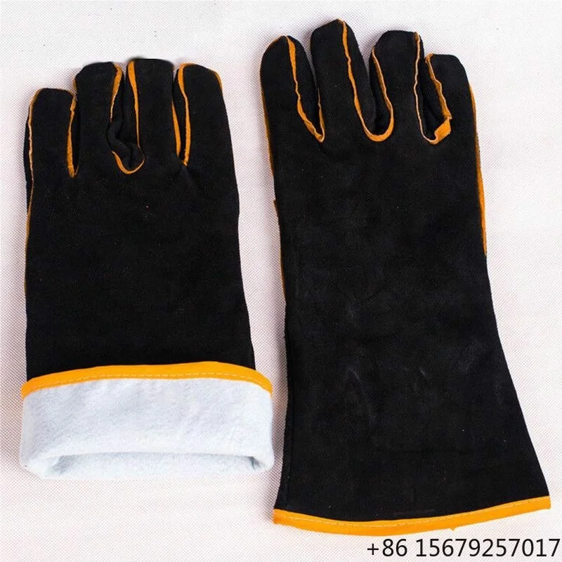 Industrial Protection Safety Workshop Heavy Duty Wood Burner Welding Heat Resistant Leather Gloves Stoves Fire Welding Glove