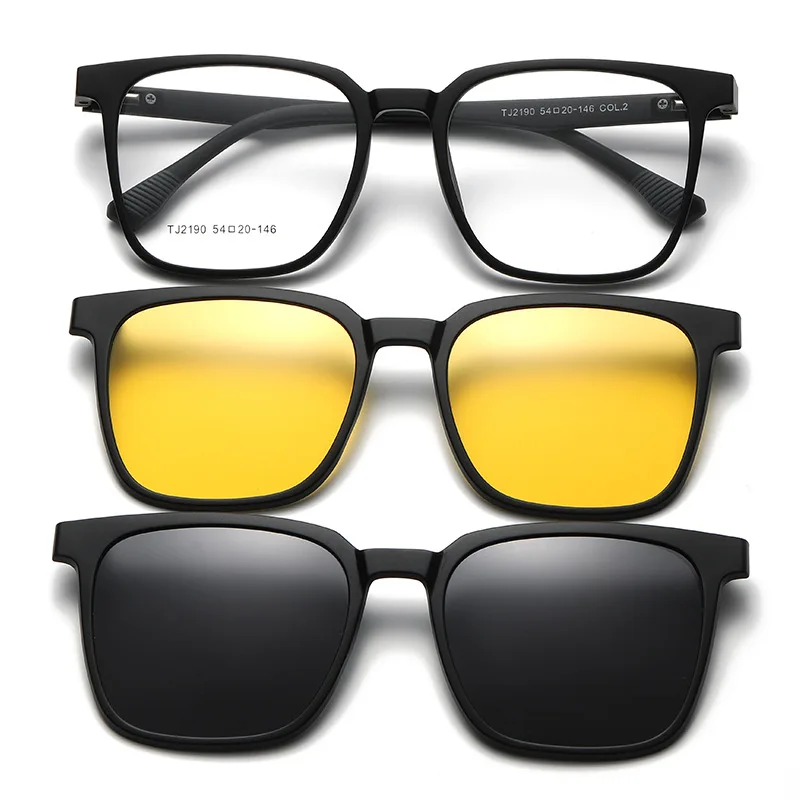Ceofy Men Glasses Frame Sun Clip Square Night Vision Prescription Myopia Eyeglasses Optical Frame Sunglasses for Men Women