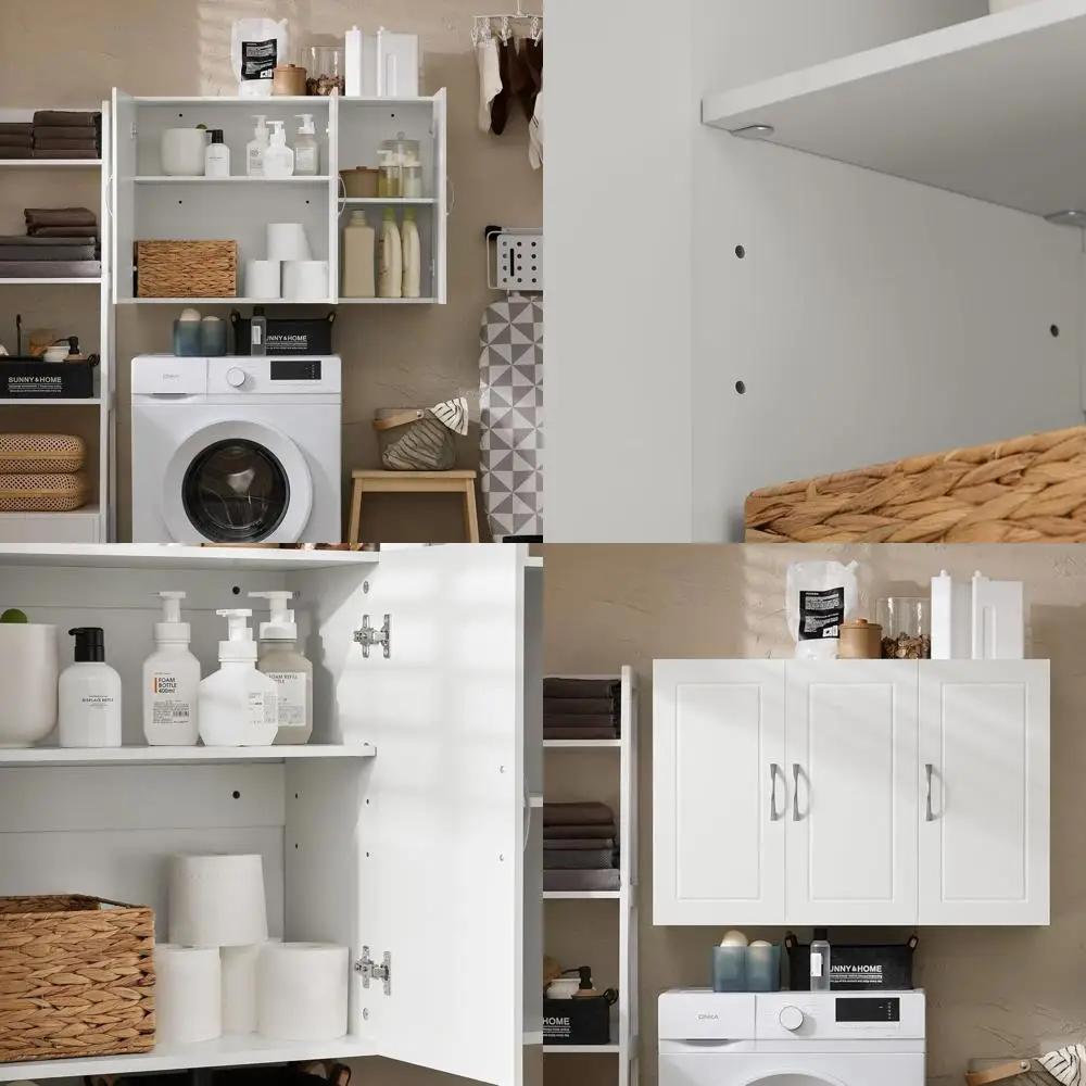 

Adjustable Wall Storage Cabinet for Laundry Room, Kitchen, and Bathroom in White