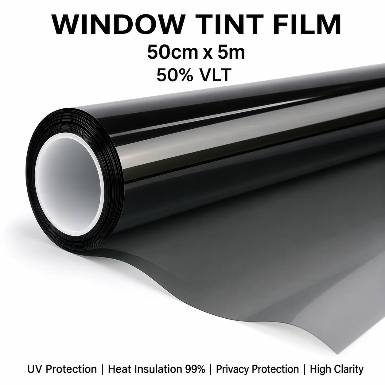 

50% VLT Clear View Smoke Nano Ceramic Car Window Tint Film 50cmX500cm Solar Control Ceramic PET Curl Sheet Solar Tint Roll UV IR