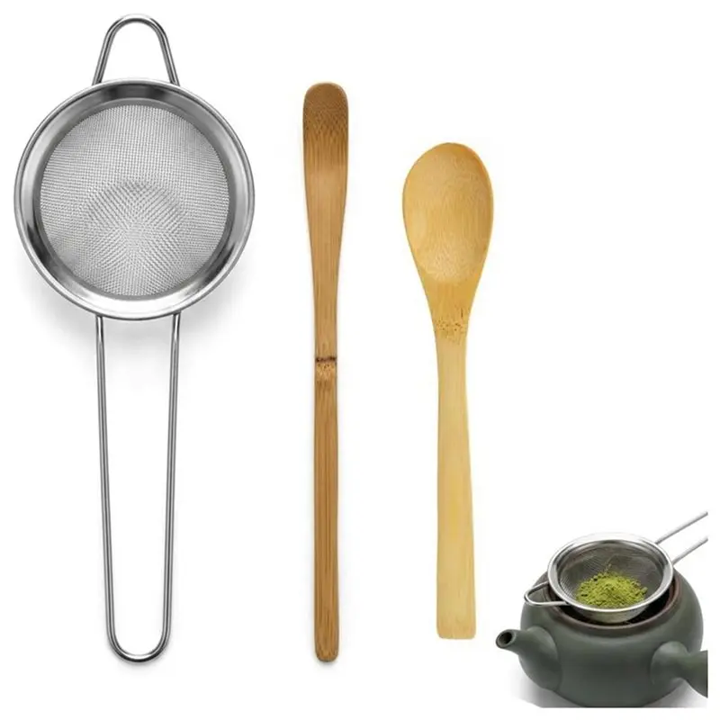 ABRU-Matcha Sieve,Bamboo Matcha Scoop,And Strainer,Versatile Small Kitchen Sieve For Tea Ceremonies And Cocktail Preparation.