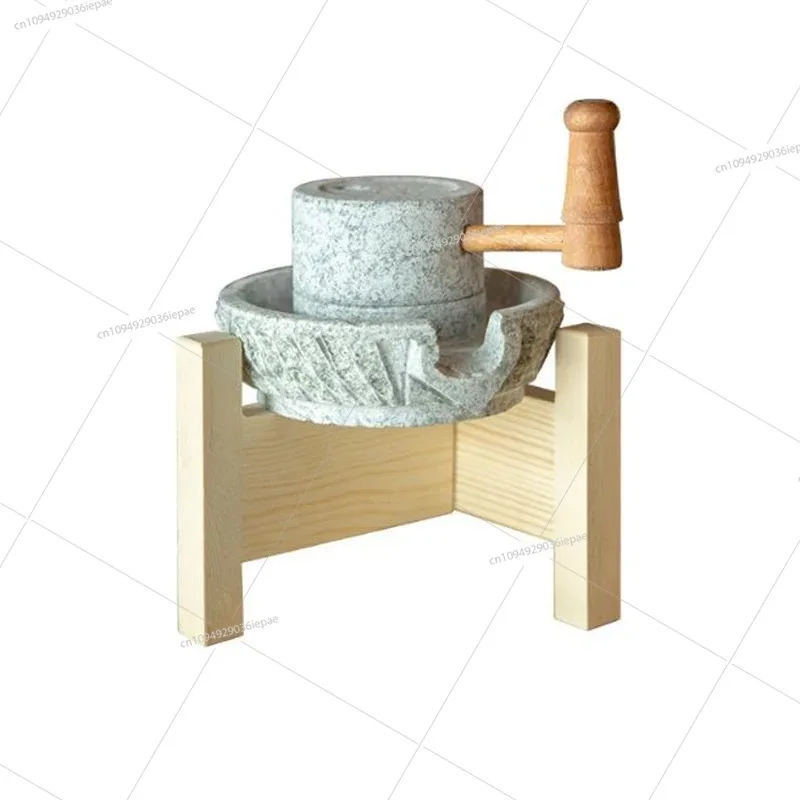 

Natural ornamental small stone mill home Creative gifts Nostalgic grinding plate vintage ornaments with wooden frame