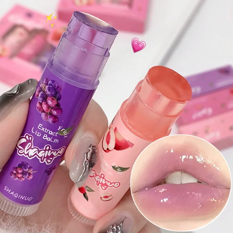 Crystal Jelly Fruit Lip Balm Transparent Moisturizing Nourish Reduce Lip Lines Grape Lipstick Base Daily Lips Care Beauty Makeup