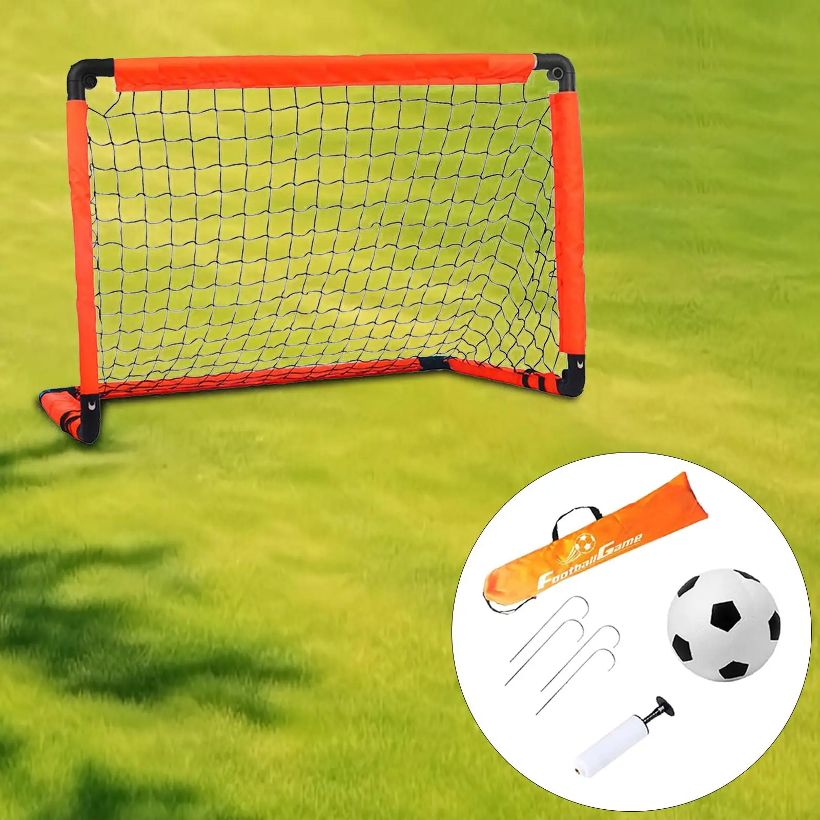 

Soccer Goal for Kids,Football Goal Net with Pump Stakes Soccer Net Training Equipment for Sports Playground Garden