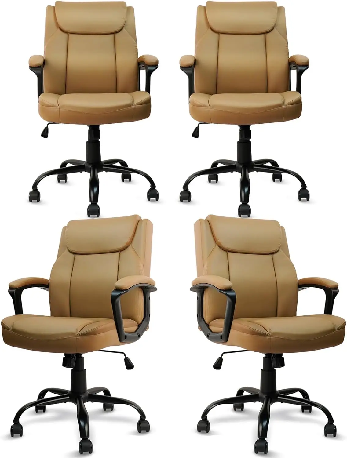 

CLATINA Brown Office Chair Computer PU Leather Executive Office Swivel Adjustable Height Chair with Upholstery Fixed