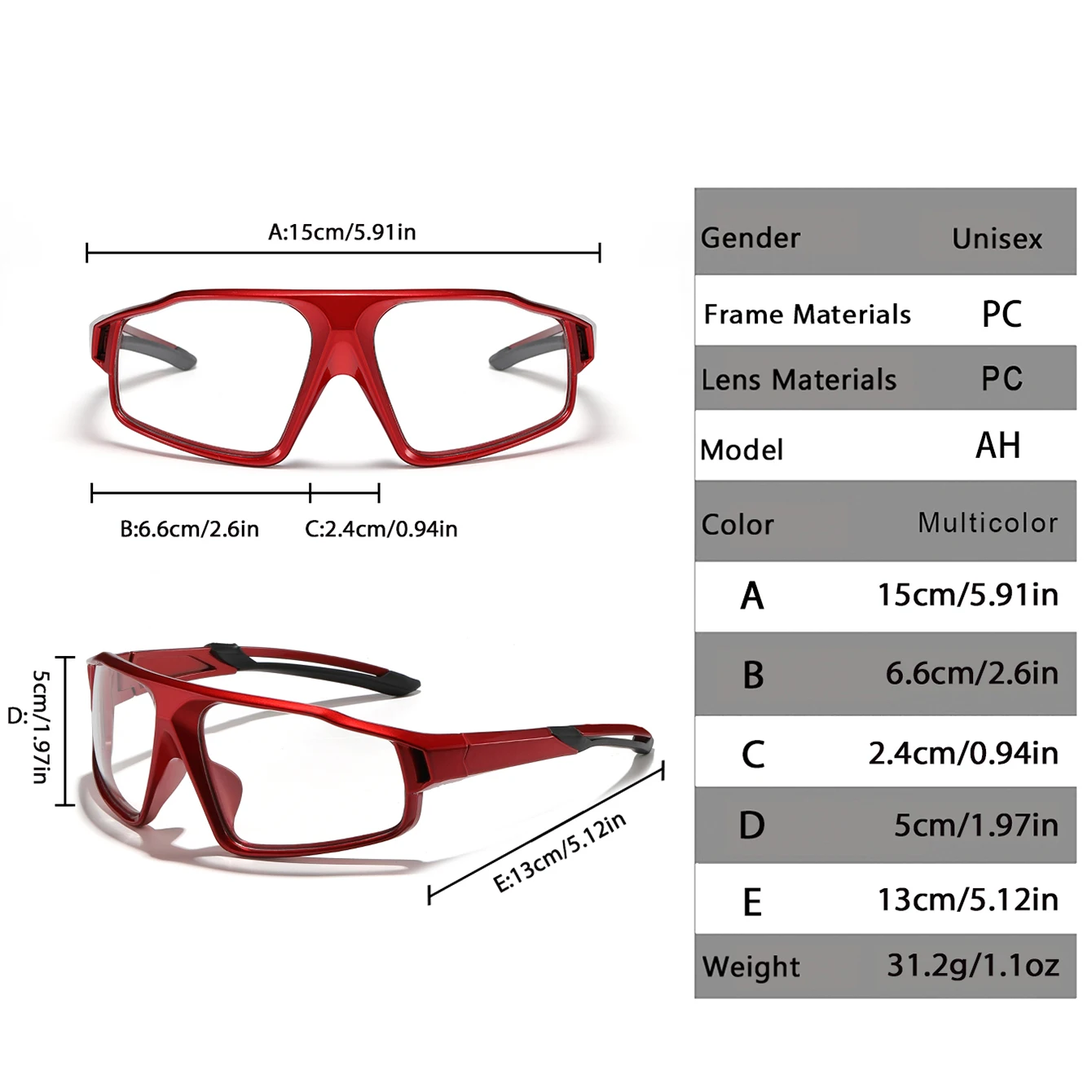Unisex UV400 Photochromic Sports Sunglasses Anti-glare Flexible Frame Glasses for Cycling Running Fishing