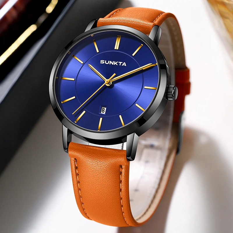 SUNKTA 2026 ساعة رجالي فاخرة LIGE موضة عادية كوارتز ساعات المعصم مقاوم للماء تاريخ الأعمال الساعات النساء الهدايا Reloj Hombre